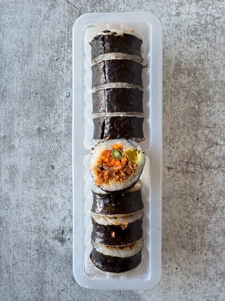 trader joe's kimbap in the plastic tray
