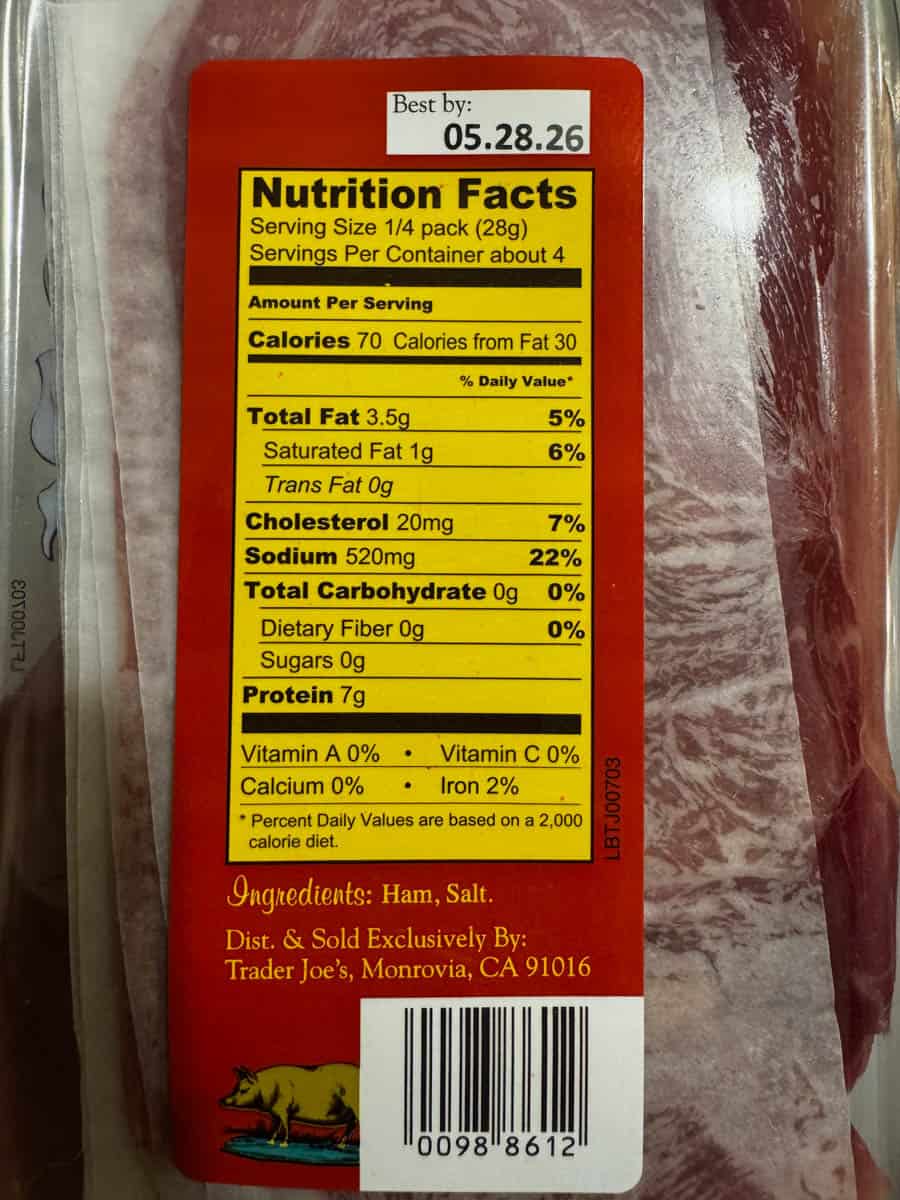 nutrition facts