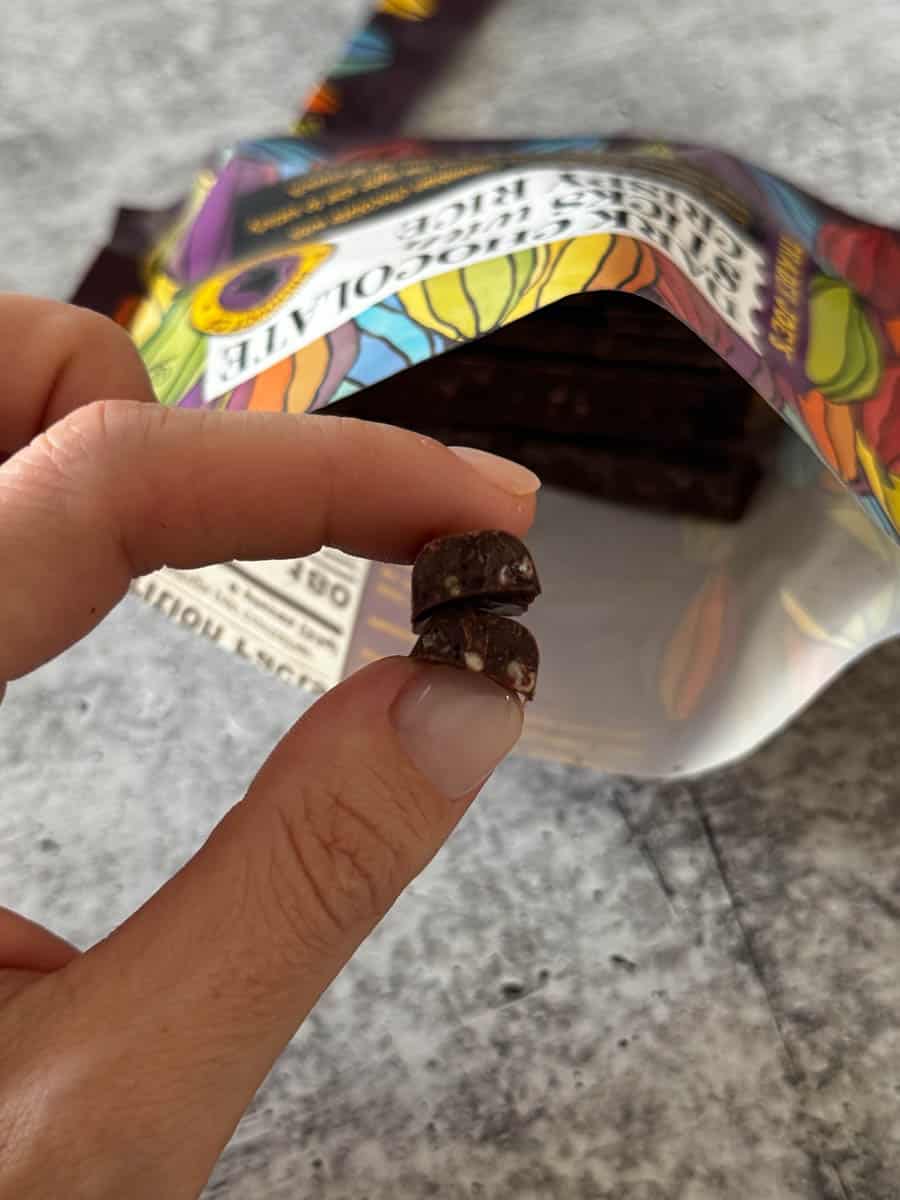 pieces of chocolate in hand