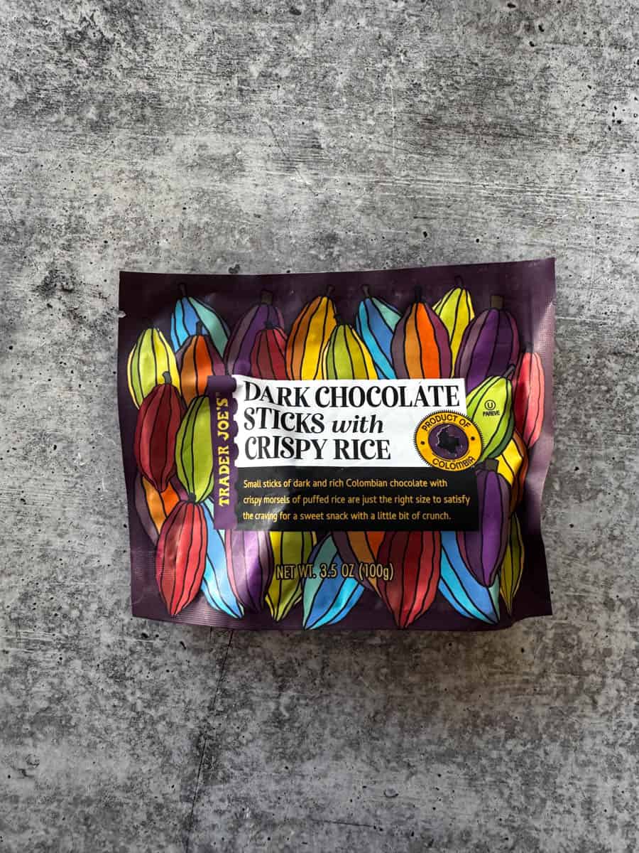 trader joe's dark chocolate sticks with crispy rice