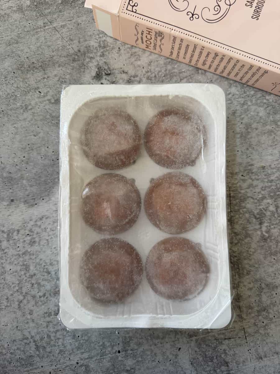 salted caramel mochi in the opened package